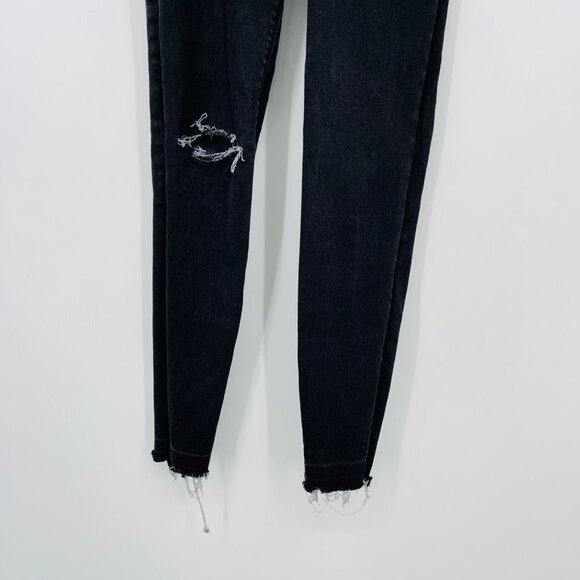 Spanx Vintage Distressed Ankle‎ Skinny Jeans Womens XS Black Charcoal Slimming - Picture 3 of 11